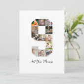 白黒ナンバー9写真コラージュ サンキューカード (スタンド正面)