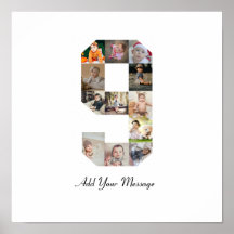 白黒ナンバー9写真コラージュ