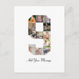 白黒ナンバー9写真コラージュ ポストカード
