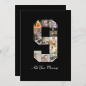 白黒ナンバー9写真コラージュ 案内状 (正面/裏面)