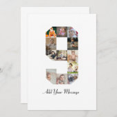 白黒ナンバー9写真コラージュ 案内状 (正面/裏面)