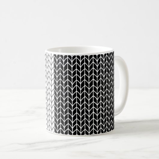 白黒ニット白マグカップ コーヒーマグカップ (正面右)