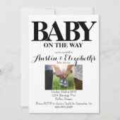 白黒ニュートラルシンプルモダンベイビーシャワー 招待状 (正面)