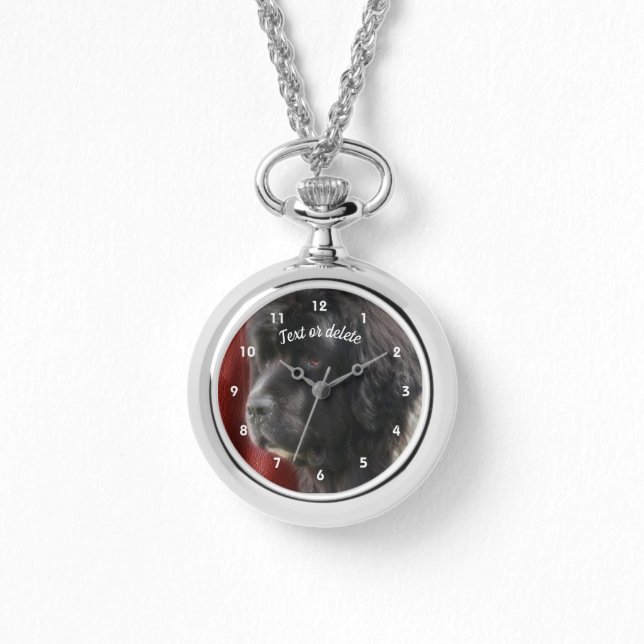 白黒ニューファンドランドパーソナライズされた犬 腕時計 (正面)