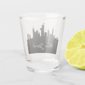 白黒ニューヨークのスカイライン ショットグラス (裏面)