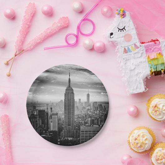 白黒ニューヨークシティのスカイライン ペーパープレート (パーティー)