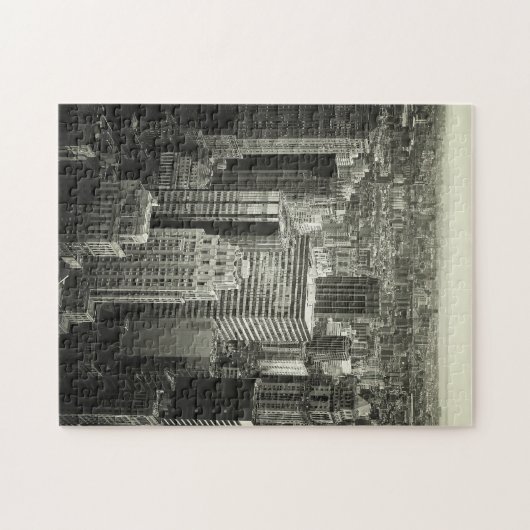 白黒ニューヨークシティのパズル- ジグソーパズル (横)
