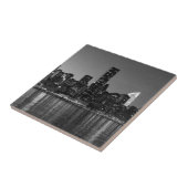 白黒ニューヨークシティスカイスカッサズシルエット タイル (側面)