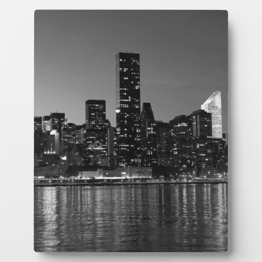 白黒ニューヨークシティスカイスカッサズシルエット フォトプラーク (正面)