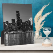 白黒ニューヨークシティスカイスカッサズシルエット フォトプラーク (側面)