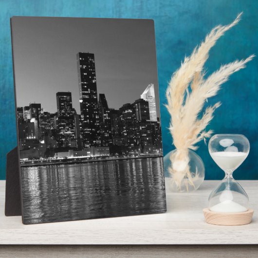 白黒ニューヨークシティスカイスカッサズシルエット フォトプラーク (側面)