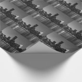 白黒ニューヨークシティスカイスカッサズシルエット ラッピングペーパー (角)