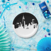 白黒ニューヨークシティスカイラインアポップ・アートのート ペーパープレート (パーティー)