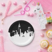 白黒ニューヨークシティスカイラインアポップ・アートのート ペーパープレート (パーティー)