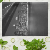 白黒ニューヨークシティスカイライン キッチンタオル (折り畳み)