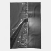 白黒ニューヨークシティスカイライン キッチンタオル (縦)