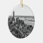 白黒ニューヨークシティスカイライン セラミックオーナメント (右)
