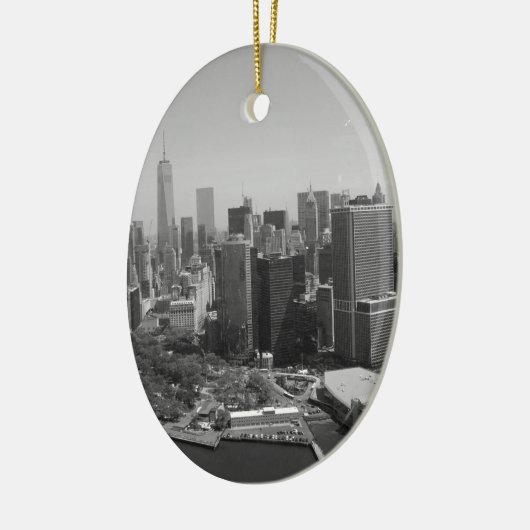白黒ニューヨークシティスカイライン セラミックオーナメント (左)