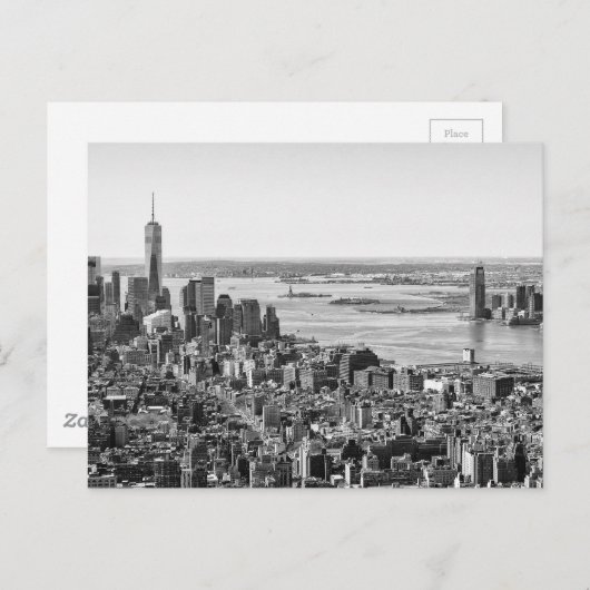 白黒ニューヨークシティスカイライン ポストカード (正面/裏面)