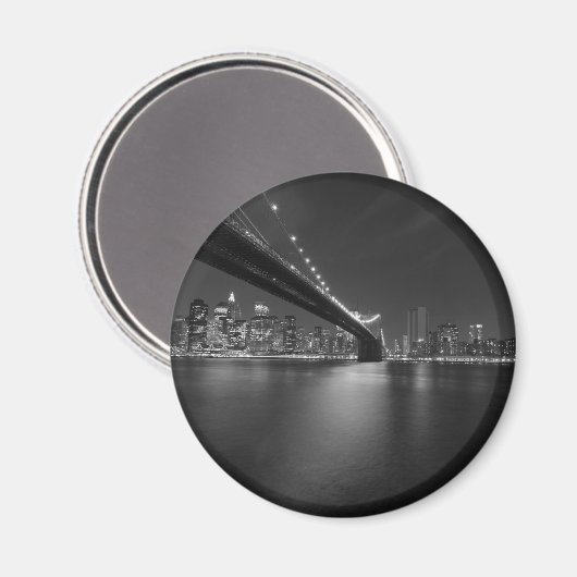 白黒ニューヨークシティスカイライン マグネット (正面/裏面)