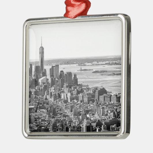 白黒ニューヨークシティスカイライン メタルオーナメント (左)
