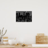 白黒ニューヨークシティナイト ポスター (キッチン)