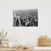 白黒ニューヨークシティパノラマアートポスター ポスター (キッチン)