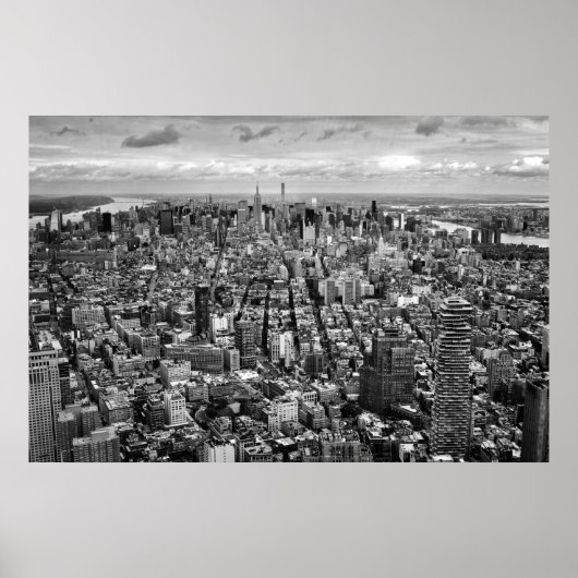 白黒ニューヨークシティビュー上から ポスター (正面)