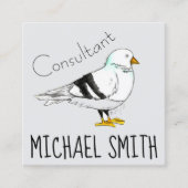 白黒ニューヨークシティピジョンシーガルバードニューヨーク スクエア名刺 (正面)