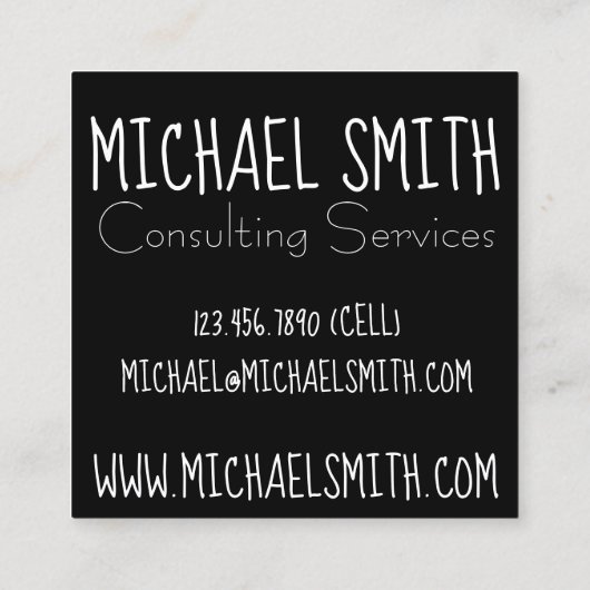 白黒ニューヨークシティピジョンシーガルバードニューヨーク スクエア名刺 (裏面)