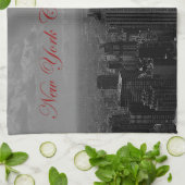 白黒ニューヨークシティ キッチンタオル (折り畳み)