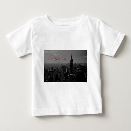 白黒ニューヨークシティ ベビーTシャツ (正面)