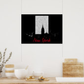 白黒ニューヨークシティ ポスター (キッチン)