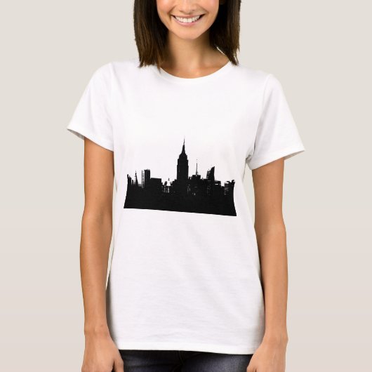白黒ニューヨークシルエット Tシャツ (正面)