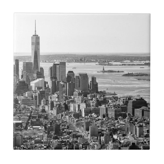 白黒ニューヨークスカイライントラベルフォトグラフィック タイル (正面)