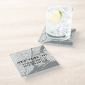 白黒ニューヨーク市地図の座標カスタム座標 ガラスコースター (アングル)