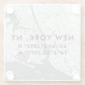 白黒ニューヨーク市地図の座標カスタム座標 ガラスコースター (裏面)