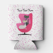 白黒ネコかわいらしッツピンクチェア水玉模様 缶クーラー (裏面)