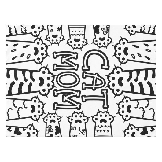 白黒ネコのお母さん猫好き テーブルクロス (正面(横))