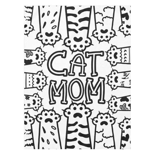 白黒ネコのお母さん猫好き テーブルクロス (正面)