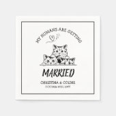 白黒ネコモダンおもしろいシンプル結婚式 スタンダードカクテルナプキン (正面)