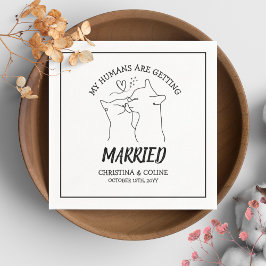 白黒ネコモダンおもしろいシンプル結婚式 スタンダードカクテルナプキン