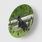 白黒ネコ壁時計 ラウンド壁時計 (傾斜)