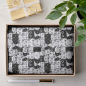 白黒ネコ顔パターン誕生日パーティー 薄葉紙 (ギフト)