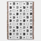 白黒ネコ顔ブランケット スローブランケット (正面縦)