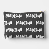 白黒ネームプリントジッパーパウチ アクセサリーポーチ (裏面)