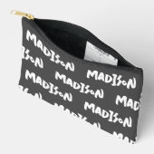 白黒ネームプリントジッパーパウチ アクセサリーポーチ (見開き)