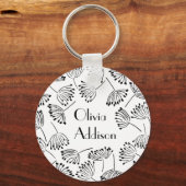白黒ネームモダンフローラDandelion キーホルダー (正面)