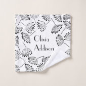 白黒ネームモダンフローラDandelion バスタオルセット (ウォッシュタオル)