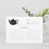 白黒ネームモノグラムティーポットレシピカード (スタンド正面)